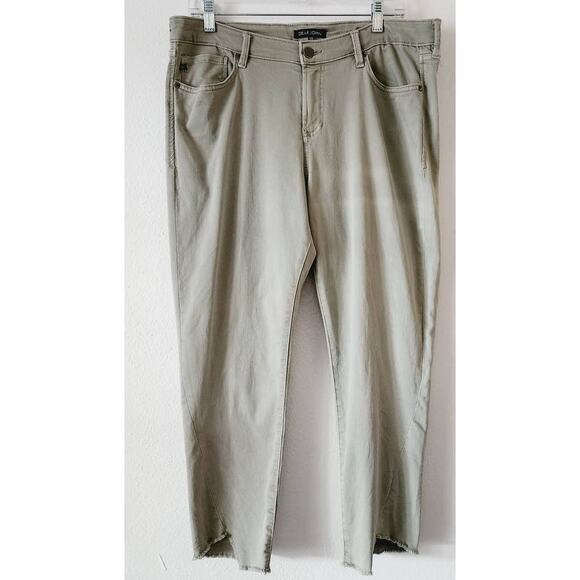 Dear John Joyrich Comfort Skinny Raw Cutout Hem Jeans Cactus Green Size 32 - Picture 2 of 12